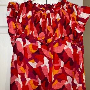 Colorful Abstract Ruffle Top